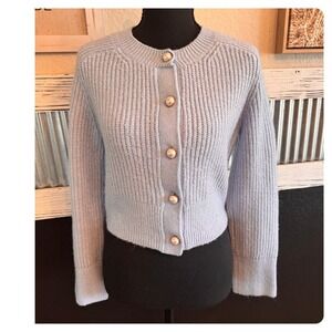 Abercrombie & Fitch XS Blue Pearl Button Chunky Knit Cardigan Coquette Preppy